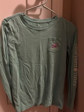 Vineyard Vines Mint Green Long Sleeve Pocket Tee